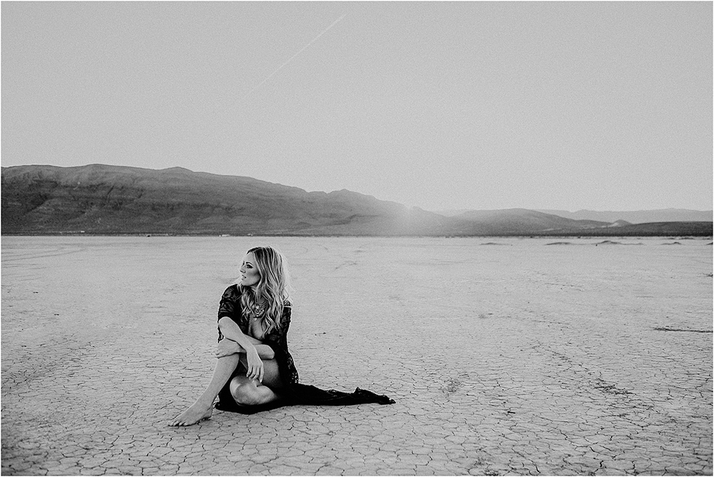 Desert destination boudoir photoshoot at Jean Dry Lake Bed in Las Vegas with photographer Jolene Dombrowski.